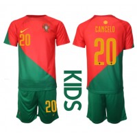 Koszulka piłkarska Portugalia Joao Cancelo #20 Strój Domowy dla dzieci MŚ 2022 tanio Krótki Rękaw (+ Krótkie spodenki)